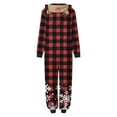 thumbnail image 6 of Odeerbi Christmas Onesie Pajamas for Family Holiday Sleep Jumpsuit Long Sleeve Family Christmas Pajamas Matching Sets Mom Fashion Lattice Print Plush Jumpsuit Sleepwear PJs Set Red, 6 of 7