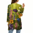 thumbnail image 3 of QATAINLAV Women 2025 Summer Cardigan, Casual Open Front 3/4 Sleeve Shirt Fall Fashion Floral Print Shawl Duster Cardigans Going Out Streetwear Birthday Gifts Multicolor XXL, 3 of 6