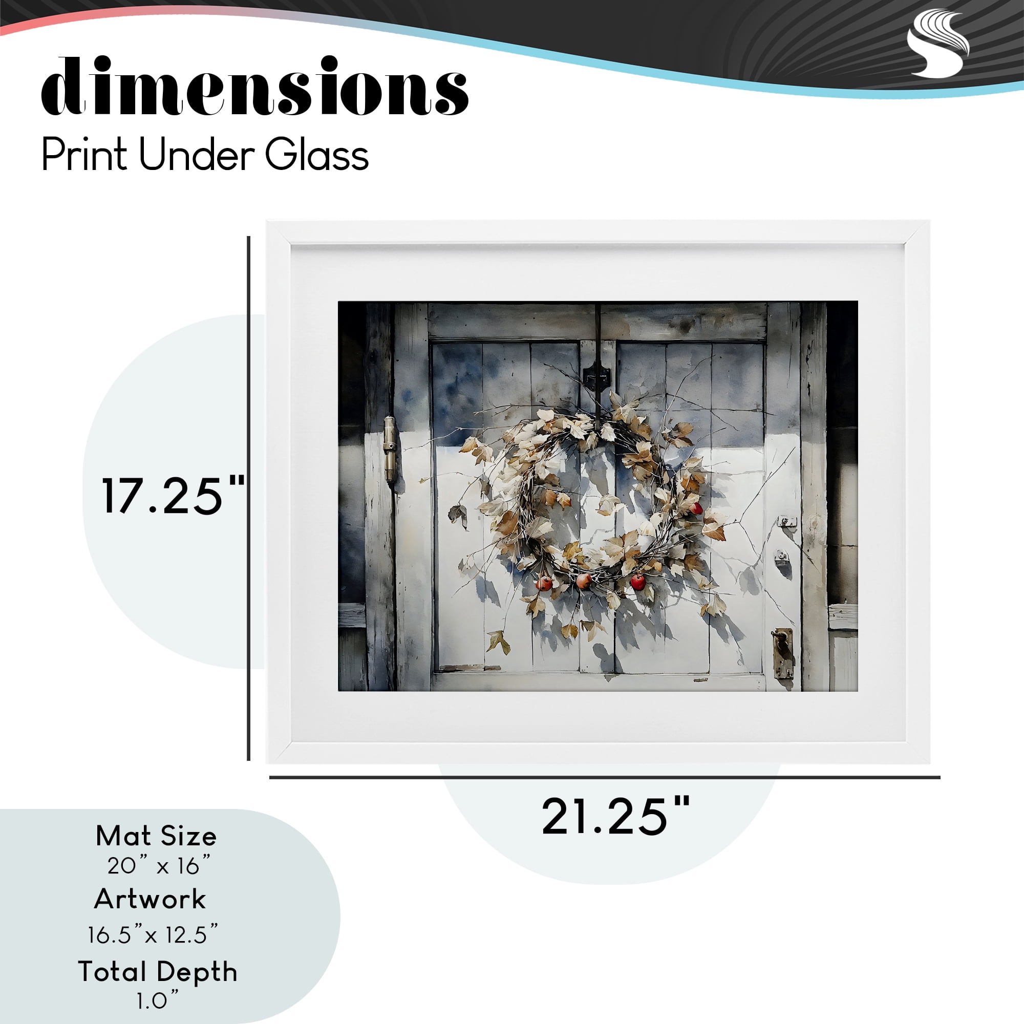 Stupell Industries Rustic Wreath on White Door White Framed Print Under Glass, design by Franklyn Gregory