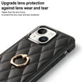 thumbnail image 6 of SaniMore for iPhone 14 6.1" 2022 Case, PU Leather Case with Luxury Fashion Lattice for Girls Women 360° Rotating Metal Ring/Kickstand Shockproof Durable Case For iPhone 14 6.1 Inch, Black, 6 of 8
