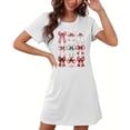 thumbnail image 4 of Sakmal Plus Size Nightgowns for Women Christmas Ultra-Soft White Cute Sleepshirt Bow Print Short Sleeve Crew Neck Short Nightgowns S-2XL, 4 of 5