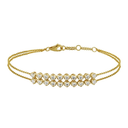 gold chain bracelet thin 14k ct rose row genuine diamond round yellow