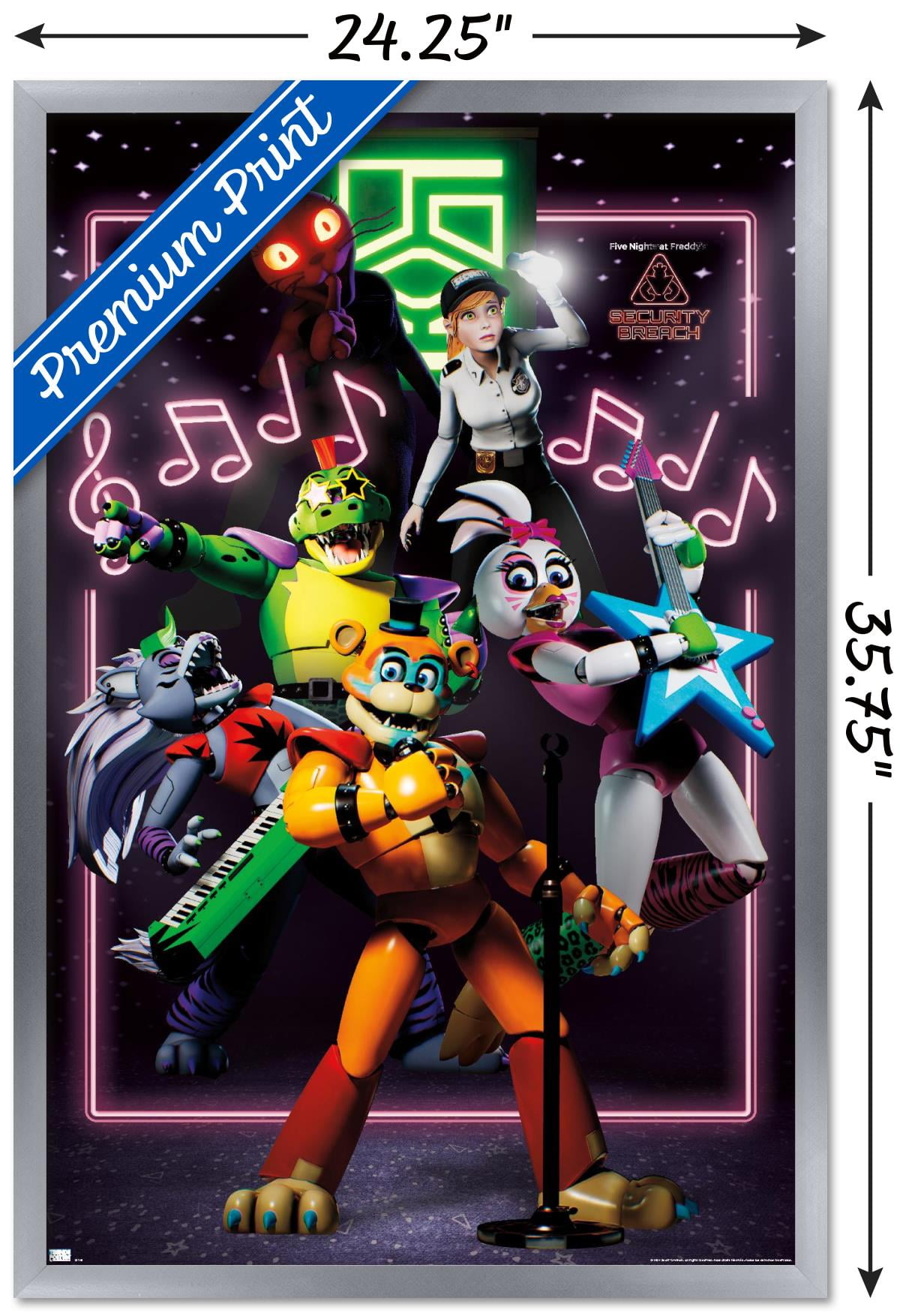 Five Nights at Freddy's: Security Breach - The Band Wall Poster, 22.375" x 34" Framed