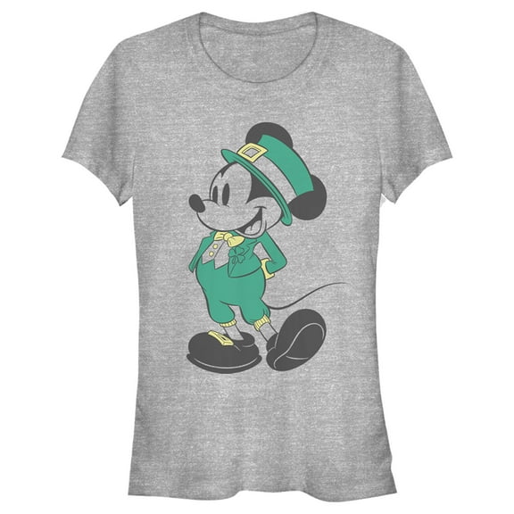 Junior's Mickey & Friends Mousey Leprechaun Graphic Tee Athletic Heather X Large