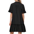 thumbnail image 3 of Women'S Summer Button Down Shirt Dress Casual Ruffle Sleeve Shift Mini Dresses with Pockets, 3 of 8