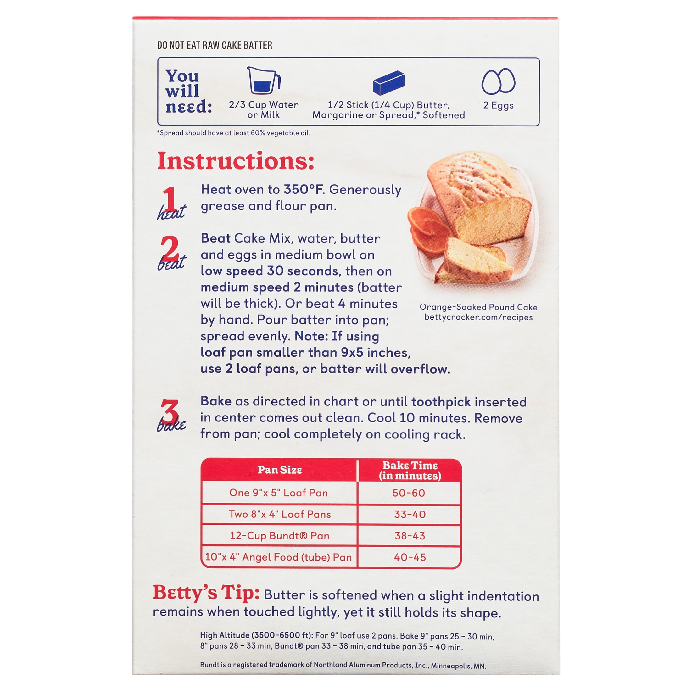 Betty Crocker Pound Cake Mix 16 oz. Walmart