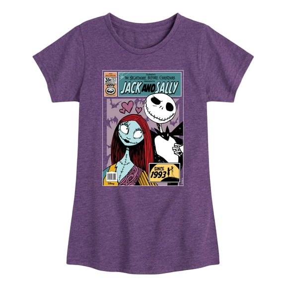 Disney - The Nightmare Before Christmas - Jack & Sally Since 1993 - Toddler & Youth Girls Short Sleeve Graphic T-Shirt