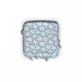 thumbnail image 2 of Floral Ottoman Cover, Happy Pastel Daisy Flowers, 2 Piece Slipcover Set with Ruffle Skirt for Square Round Cube Footstool Decorative Home Accent, Standard Size, Mustard Pale Sky Blue, by Ambesonne, 2 of 5