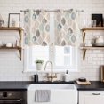 thumbnail image 2 of Teal Beige Tropical Leaves Kitchen Curtains Small Short 39 Inch Length, Farmhouse Burlap Aesthetics Grommet Bedroom Living Room Curtains, Light Filtering Cafe Curtain Drapes 2 Panels Set 55''x39'', 2 of 9