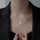 thumbnail image 2 of Collar de clavícula de perlas para mujer, colgante de perlas de doble barra de plata dorada Nec, 2 of 5