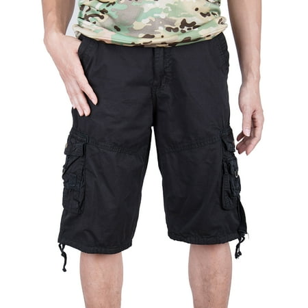 Canada Fit Shorts - SAYFUT Big Men's Military Style Cargo Shorts Big and Tall Sizes Relaxed Fit Twill Black Size S-4XL