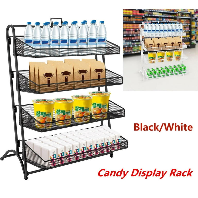 4 Tiers Retail Display Rack Snack Organizer Shelf,Portable Candy