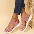thumbnail image 6 of Women Shoes Women's Elastic Knit Strap Wedge Platform Sandals Spring Summer Open Toe Slip On Sandals for Women Wide Width Large Sizes Soft Stretch Breathable Fabric Non Slip Cushioned Insole Comfort, 6 of 6