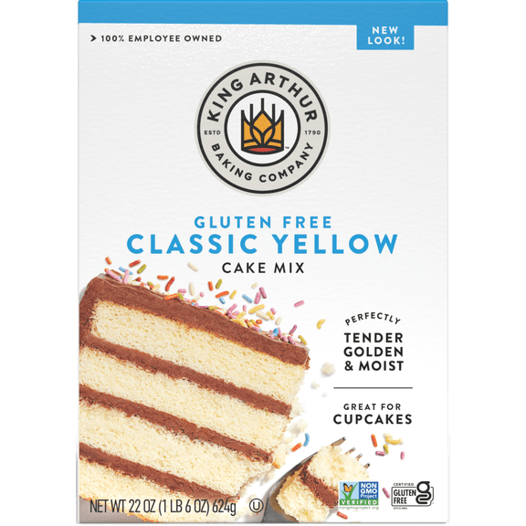 King Arthur Baking Company, Non-GMO Project Verified, Certified Gluten-Free Classic Yellow Cake Mix, 22 oz Box