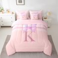 thumbnail image 2 of Manfei Personalized Initial Letter K Girl 7pcs Bedding Comforter Set,Gradient Flying Butterfly Queen Bedding Sets Super Cozy,Bling Glitter Queen Sheet Sets,Super Cozy Room Decor,Reversible, 2 of 8