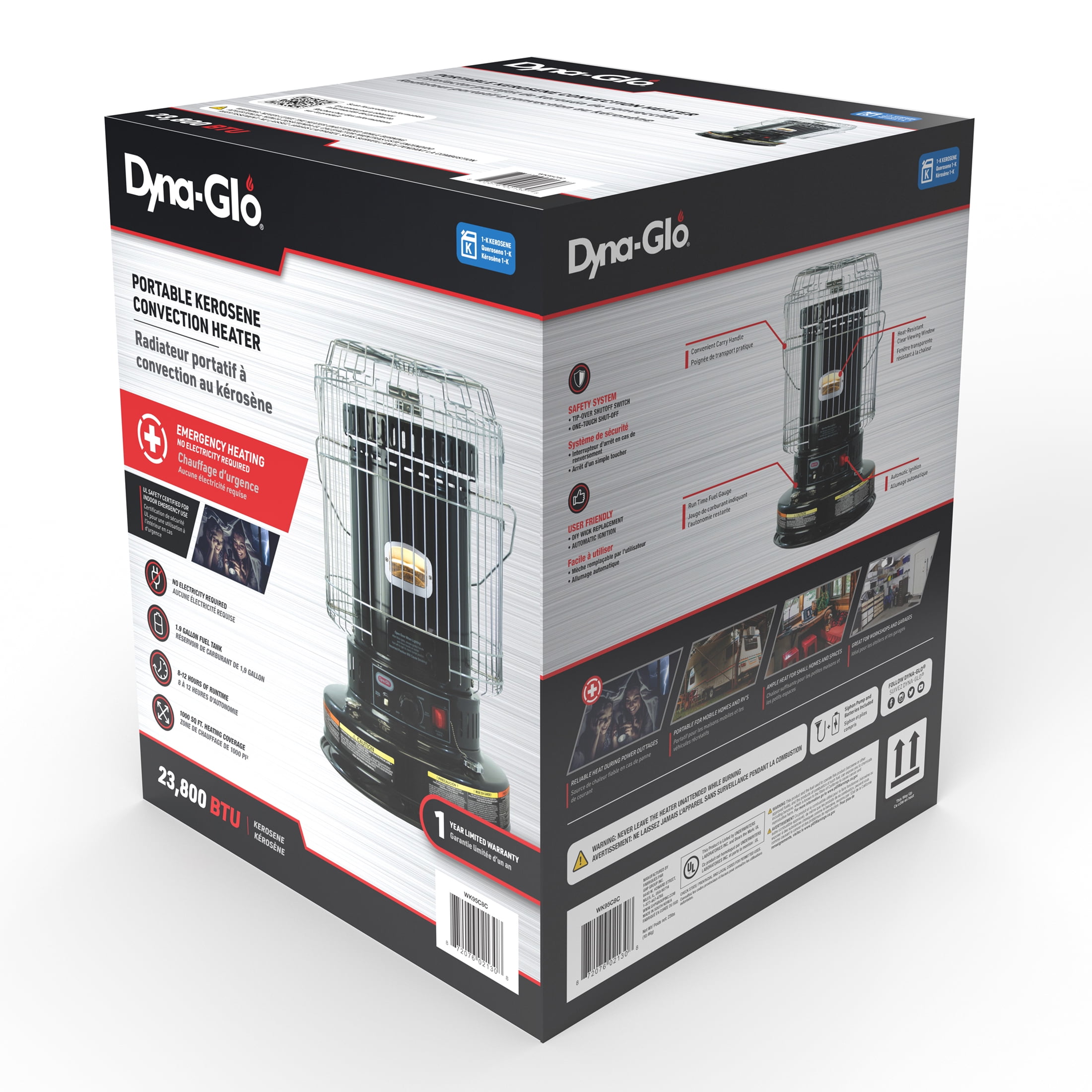Dyna-Glo WK95C8C 23,800 BTU Portable Indoor Kerosene Convection Heater -  Walmart.com