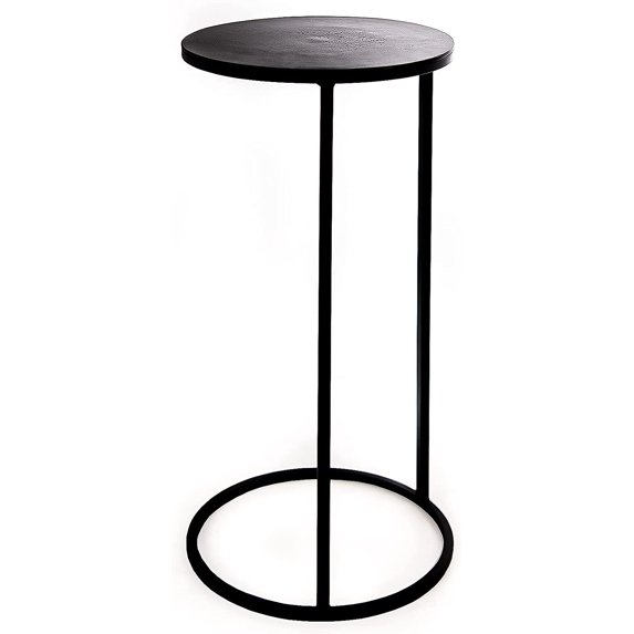 Quality Home Contemporary Slim Round Side C Table, 12”W x 27.5”H, Black