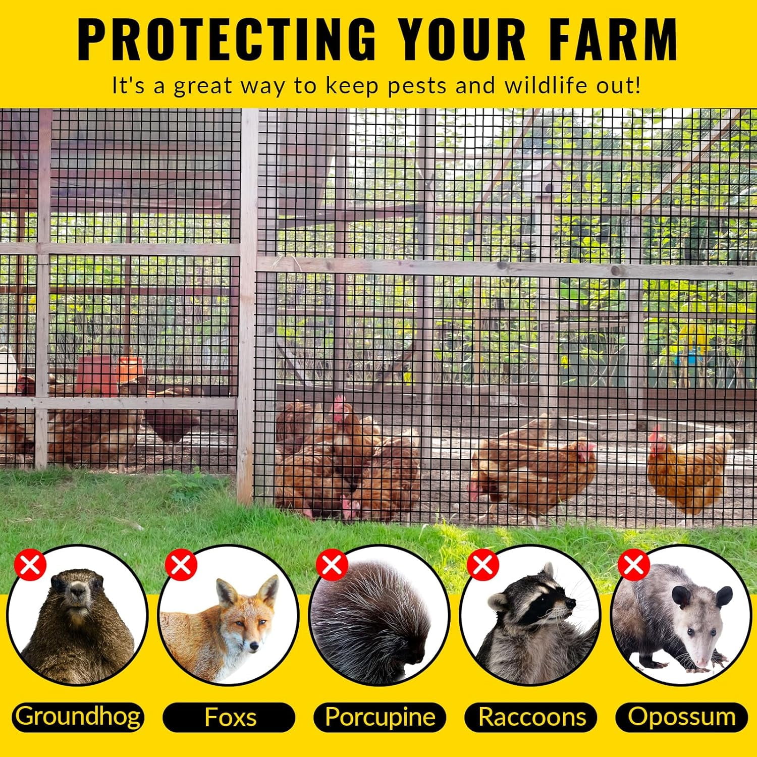 Hardware Cloth, DWALE 24"x25' 1/2" Mesh 19GA Black Vinyl Coated Wire Fence for Garden & Chicken Coop