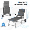 thumbnail image 2 of Gymax Lot de 2 Chaises Longues Inclinables de Patio pour l'Extérieur, Chaise Longue Pliante Réglable avec 2 Roues, 2 of 10