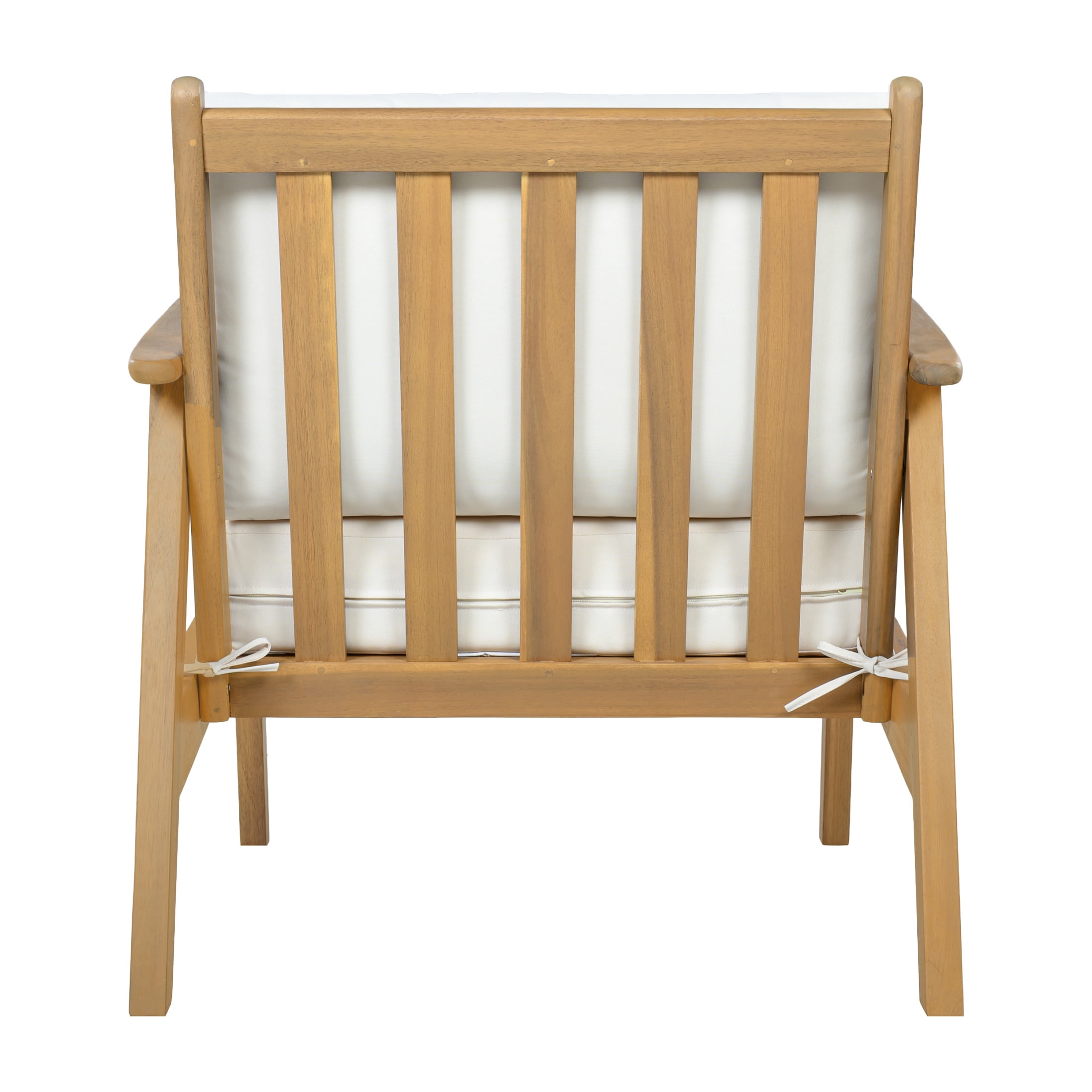 Christopher Knight Home Modern Wood Outdoor Accent Lounge Chair with Cushions, Light Teak+Beige, Set of 2