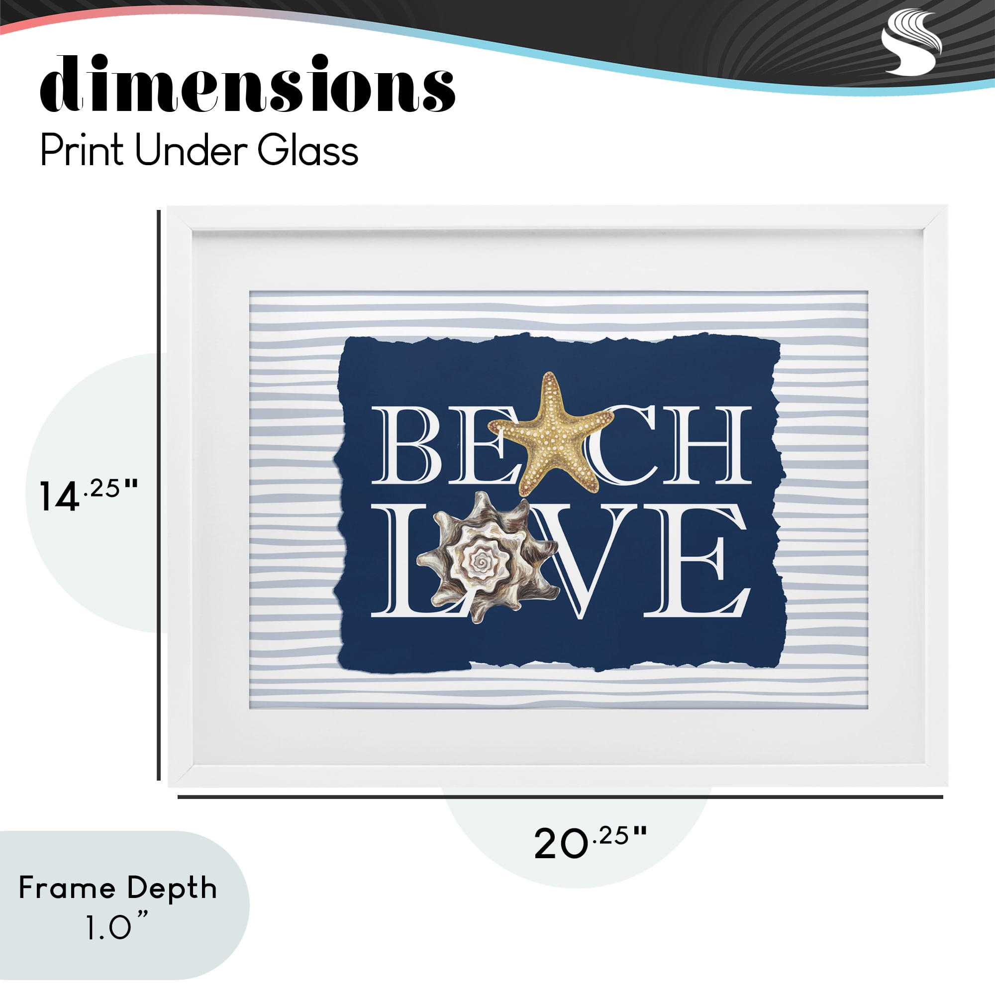 Stupell Industries Beach Love Seashells White Framed Print Under Glass, design by Kim Allen
