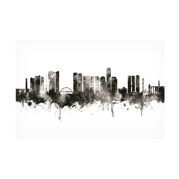 Michael Tompsett 'Tel Aviv Israel Skyline Black White' Canvas Art