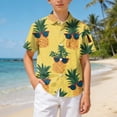 thumbnail image 2 of CAICJ98 Boys Button Down Shirts Kids 3D Graphic Hawaiian Aloha Short Sleeve Dress Shirt Tops (Yellow,13-14 Years), 2 of 6