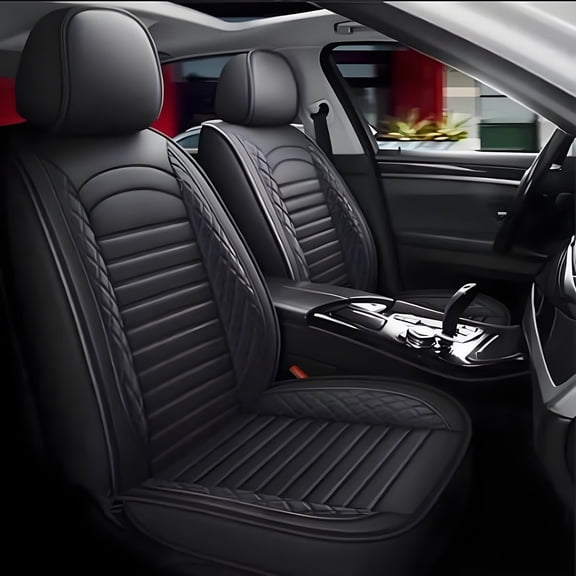 Full Set Car Seat Covers Fit for Ford Explorer 2004-2025,5pcs PU Leather Car Seat Cushion Protector Waterproof&Airbag Compatible,Black
