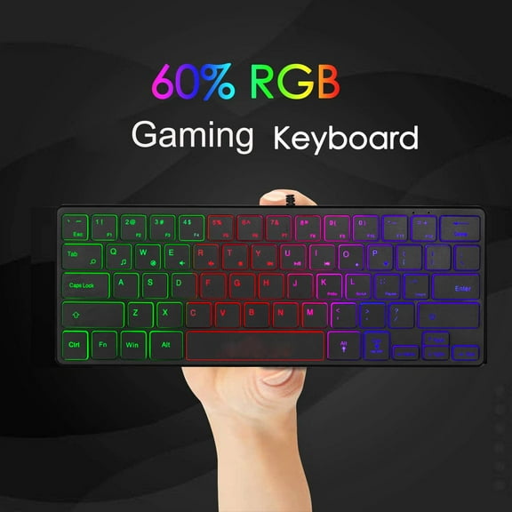 Gaming Keyboard Mini Mechanical Illuminated Compact Ergonomic Game Waterproof Three-Color for Typist Travel Business Windows