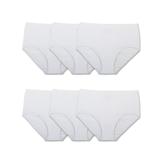 Women's White Cotton Briefs, 6 Pack - Walmart.com