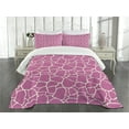 thumbnail image 3 of Ambesonne Hot Pink Quilted Bedspread Set 3 Pcs, Abstract Giraffe Skin, King Size, White Pink, 3 of 5