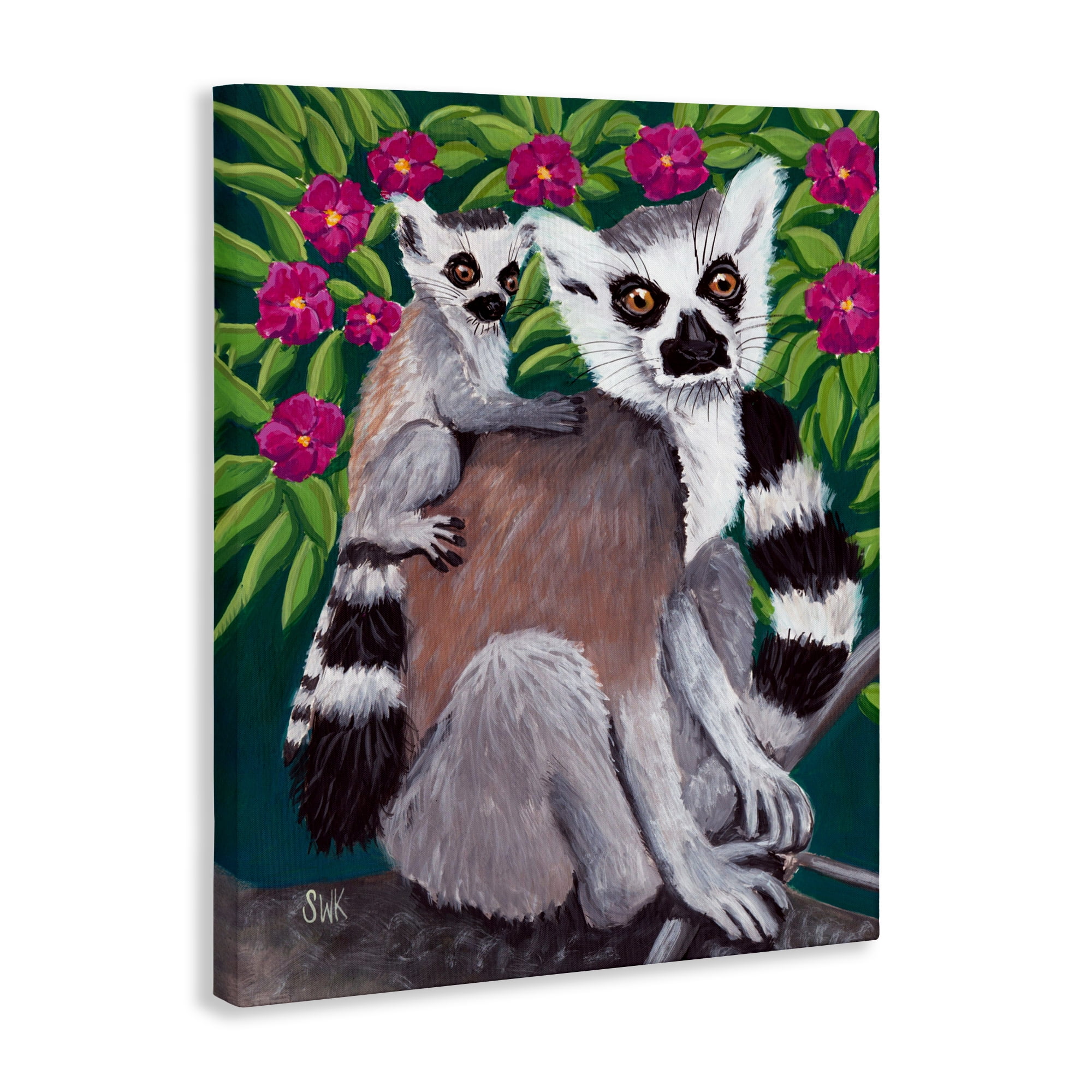 Stupell Industries Ring Tailed Lemur Mama & Baby Canvas Wall Art, design by Sarah Waldron Kimball