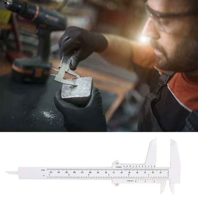 DIY 150mm Vernier Caliper Plastic Mini Multi Function Ruler; Plastic Sliding Ruler Dial Gauge Dual Scale Accurate Measuring Tool Woodworking Model White