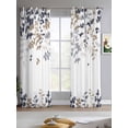 thumbnail image 2 of Grey Brown Leaves Sheer Curtains 63 Inch Length 2 Panels Set for Living Room/Bedroom, Summer Botanical Kitchen Curtains with Grommet Semi-Sheer Curtains Drapes Voile Window Treatments 42"x63"x2, 2 of 7