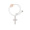 thumbnail image 2 of Delight Jewelry Stainless Steel Psalm 46:10 - Be Still and Know Engraved Cross - - Rose Goldtone Leaf Delicate Bracelet, 6.25+1.75", 2 of 4