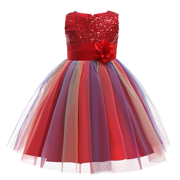 LYMAYTER Kids Baby Girls Princess Dresses Toddler Tulle Sleeveless Party Gown Girls Flower Bridesmaid Dress for 3-10 Years