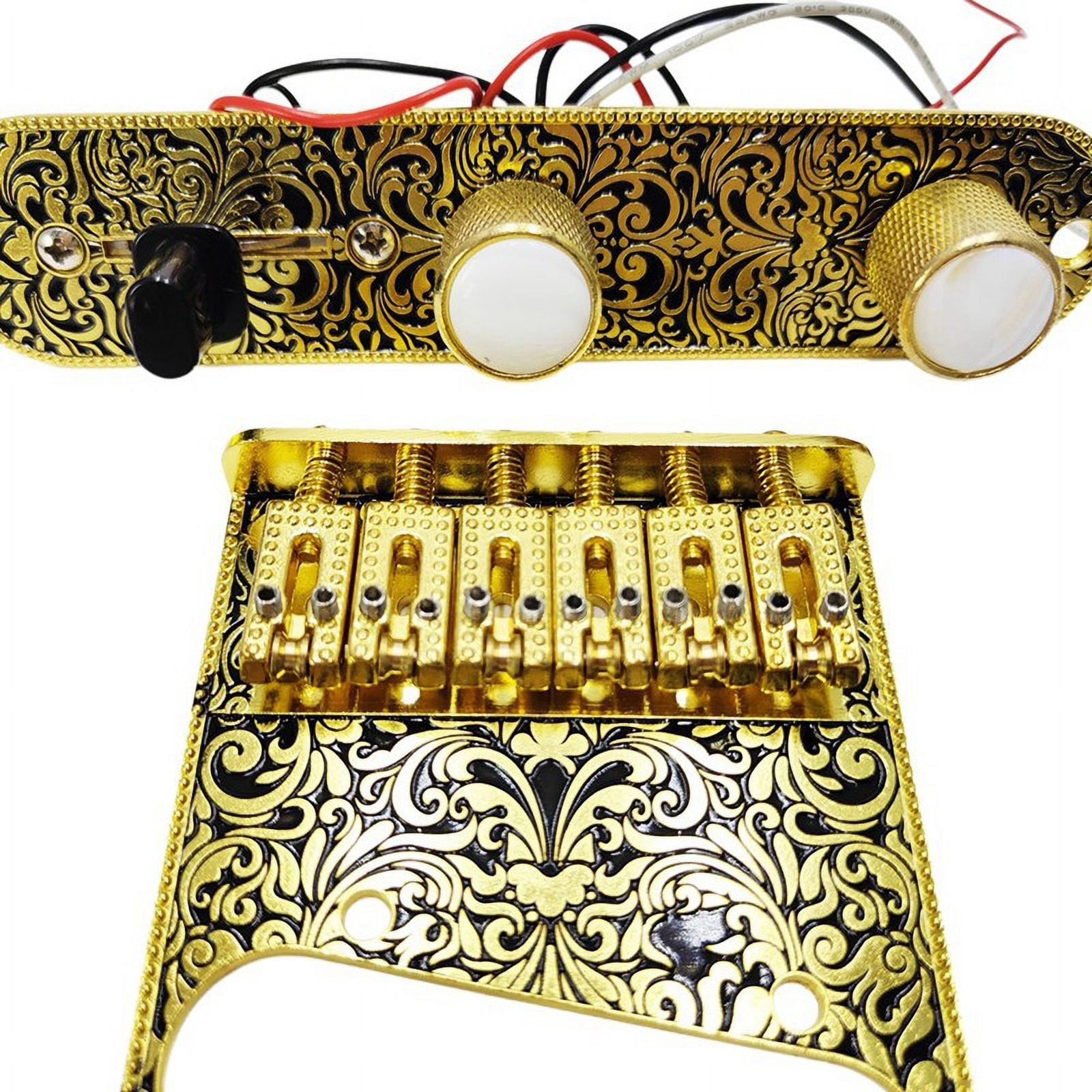 6 String Roller Saddle Guitar Prewired Control Plate and Bridge Plate TL Electric Guitar Replacement Parts Gold