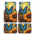 thumbnail image 1 of Kdxio Colorful Cloud Butterfly Sunflower Print Car Floor Mats Universal SUV Front Rear Floor Foot Mats 4-Piece Full Set with Non-Slip Rubber Backing Car Accessories for Most Cars, 1 of 7