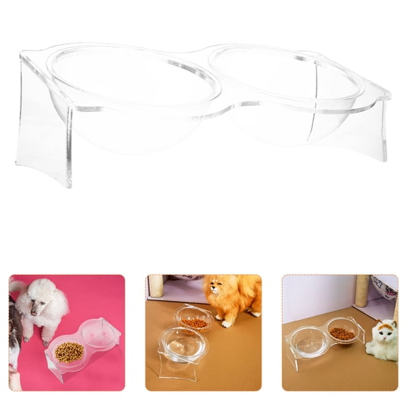 ELAYARD Double Pet Bowl Dog Bowl Transparent Acrylic 1Pack