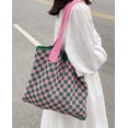 thumbnail image 5 of HMSHA Knit Shoulder Bag for Women Plaid Hobo Bag Chic Checkboard Satchel Purse for Work School 2022, 5 of 7
