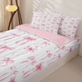 thumbnail image 3 of Manfei Ribbon Bowknot Zipper Full Size Comforter Sets with Fitted Sheet and 2 Pillowcases For Girls,Pink Coquette Bowtie Print Zipper Bedding Set For Kids,Pink Reversible,4 Pieces, 3 of 7