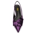 thumbnail image 2 of FSJ Women Chic Bowknot Slingback Pumps Pointed Toe Slip On Classic Chunky Block Low Heels Comfort Shoes Size 12 Purple, 2 of 5