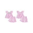 thumbnail image 2 of BemeyourBBs Toddler Baby Girls Golf Outfit Little Baby Girls Summer Clothes Cute Golf Cart Embroidery Flying Sleeve Plaid Smocked Shirt Tops with Shorts 2Pcs Set, 2 of 9