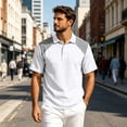 thumbnail image 2 of Hearthz Linen Men's Polo Shirts Moisture Wicking Raglan Short Sleeve Shirt for Men Color Block Soft Breathable Mens Golf Polos, 2 of 8