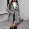 thumbnail image 5 of Wool Coats for Women, Women's Peacoat Double Breasted Pea Coat Mid-Length Dress Coat Warm Winter Overcoat(Gray,XXL), 5 of 8