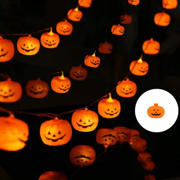 Halloween 3D Pumpkin String Lights, 4.9FT 10PCs LED Battery Operated String Lights, Waterproof Decor Lights for Indoor Outdoor Porch Yard Window Party