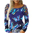 thumbnail image 1 of Blusa de manga larga con estampado de hombros descubiertos sexy para mujer Pompotops gfhjh20008, 1 of 5
