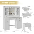 thumbnail image 6 of HUANLEGO Vanity Table Set with LED Lighted Mirror and Stool, Dressing Table with Charging Station for Bedroom,White, 6 of 8
