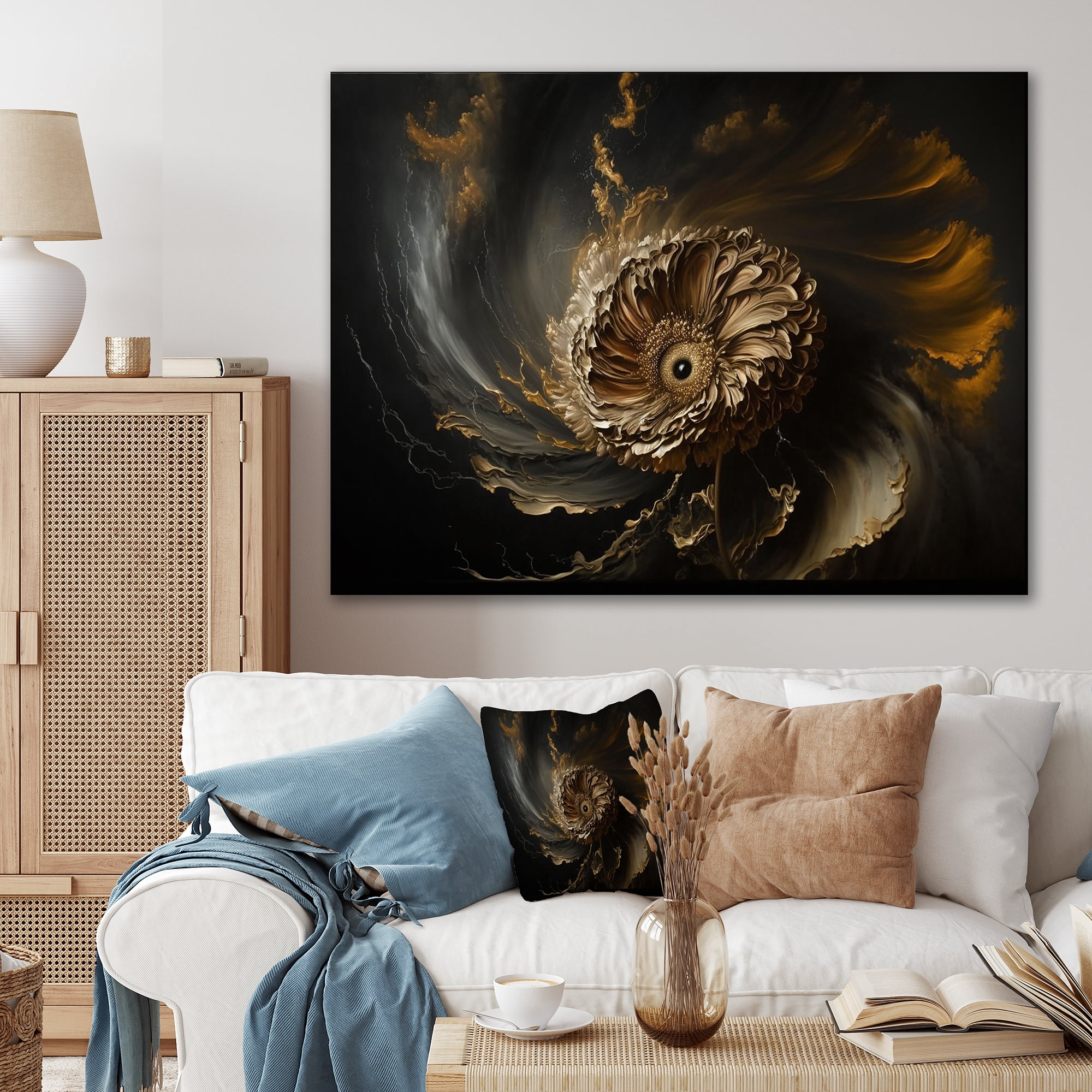 Designart A Black And Gold Expression I Canvas Wall Art