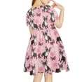 thumbnail image 3 of Yuyamidu Boston Terrier Midi Dress for Girls 3-4 Years Old Pink Butterfly Short Sleeve Skater Dresses Fashion Black Kids Summer Clothes for School Vacation Party, 3 of 6